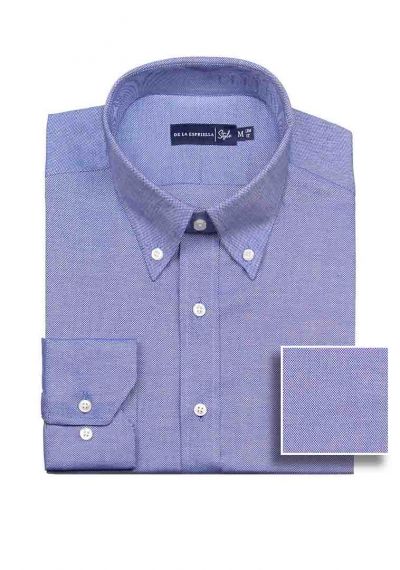 Camisa estilo casual para hombre silueta slim fit color azul con diseño de diamantes blancos