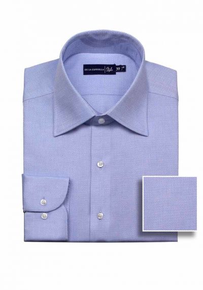 Camisa formal azul con textura para hombre