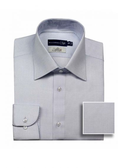 Camisa formal blanca a cuadros para hombre tela italiana