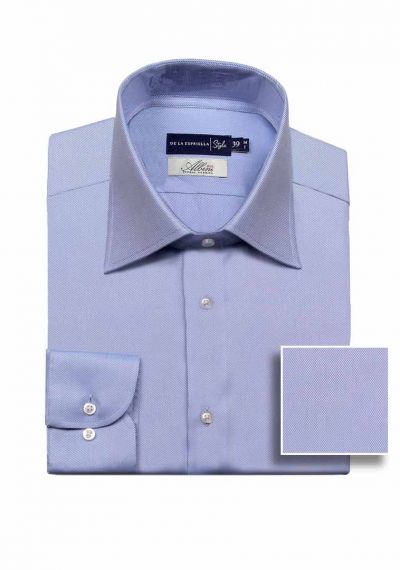 Camisa formal azul con diagonales para hombre 