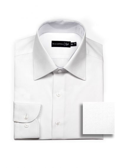 Camisa formal blanca tela europea y botones de nácar