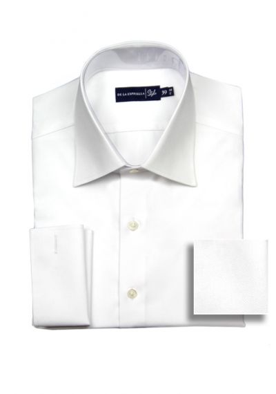 Camisa formal blanca mancorna tela europea