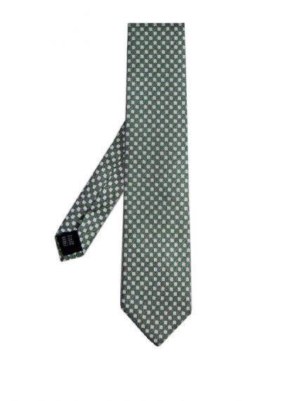Corbata seda italiana estampado cuadros verde
