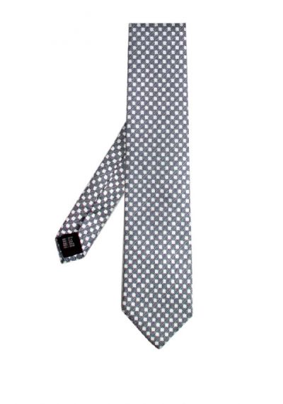 Corbata seda italiana estampado cuadros gris